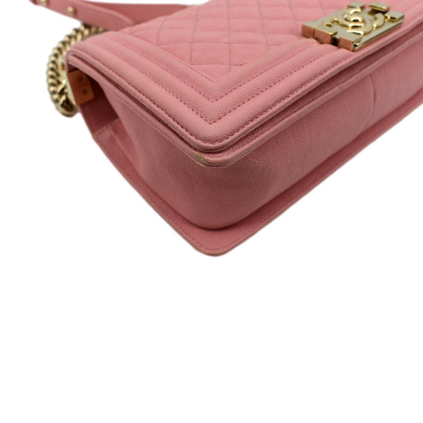 Chanel Medium Boy Flap Caviar Leather Crossbody Bag - Bottom Left