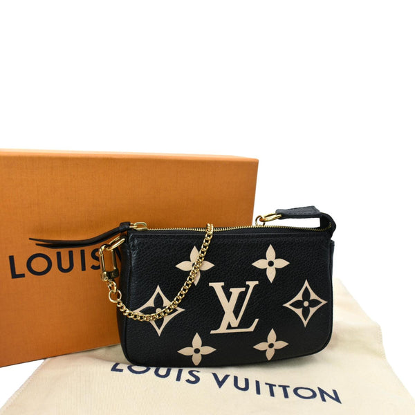 LOUIS VUITTON Mini Pochette Bicolor Monogram Empreinte Accessories Pouch Black