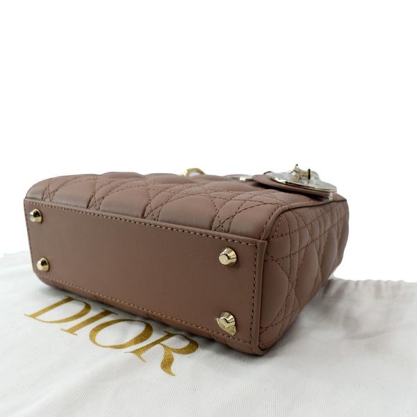 CHRISTIAN DIOR Mini Lady Dior Cannage Calfskin Leather Shoulder Bag Blush