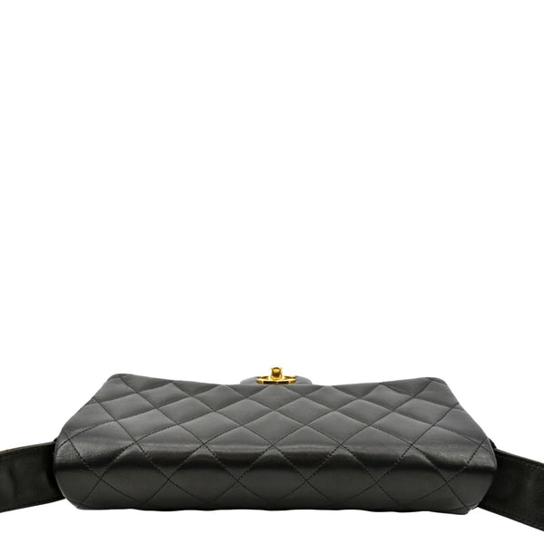 Chanel Vintage Flap Quilted Leather Shoulder Bag Black - Bottom