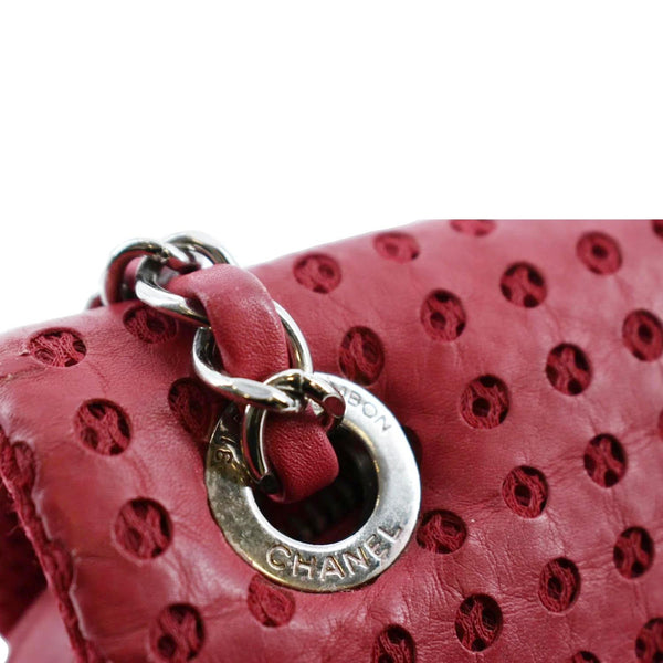 CHANEL Flap Perforated Leather Shoulder Bag Red