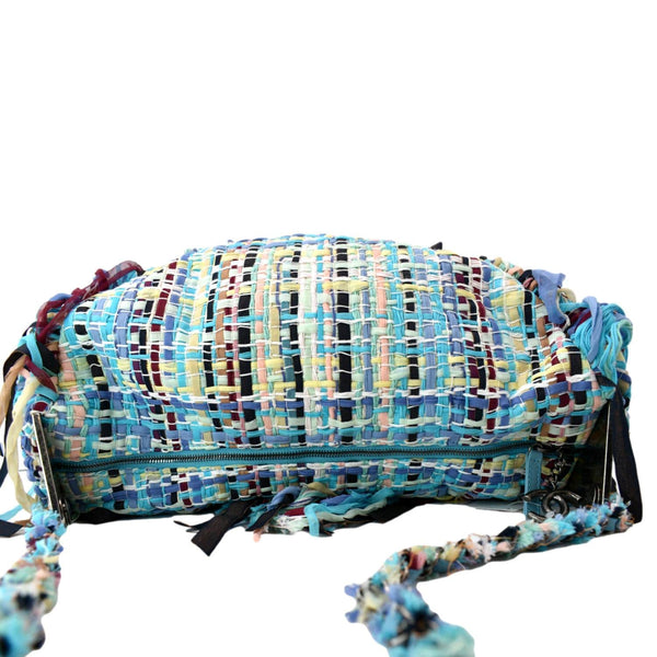 CHANEL Coco Cuba Hammock Tweed Woven Hobo Bag Turquoise