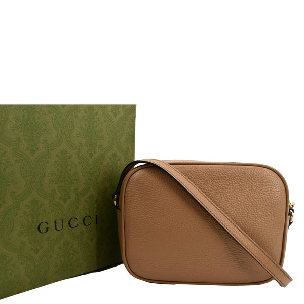 GUCCI Soho Disco Pebbled Leather Small Crossbody Bag Rose Beige 308364