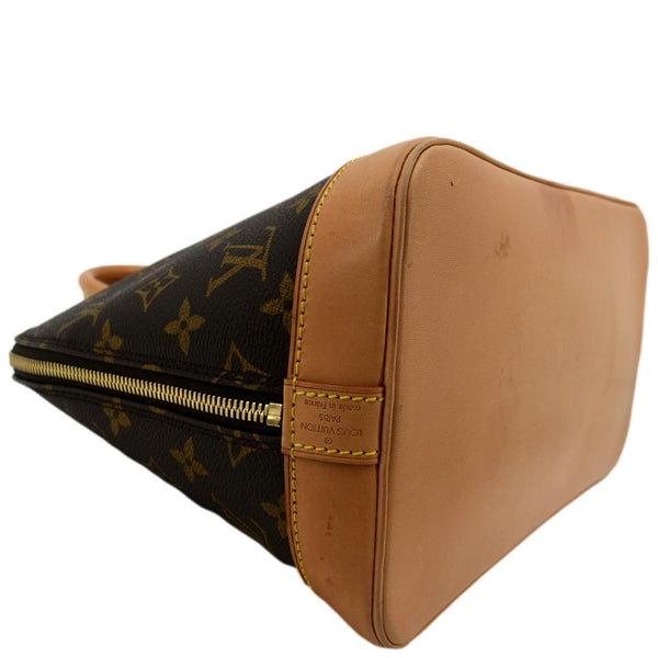 Louis Vuitton Alma PM Monogram Canvas Satchel Bag Brown - Bottom Left