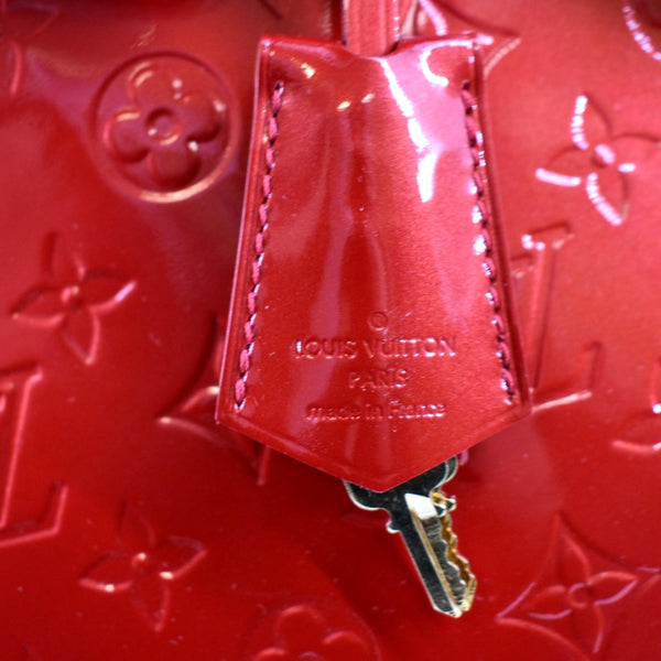 LOUIS VUITTON Alma GM Monogram Vernis Leather Satchel Bag Red