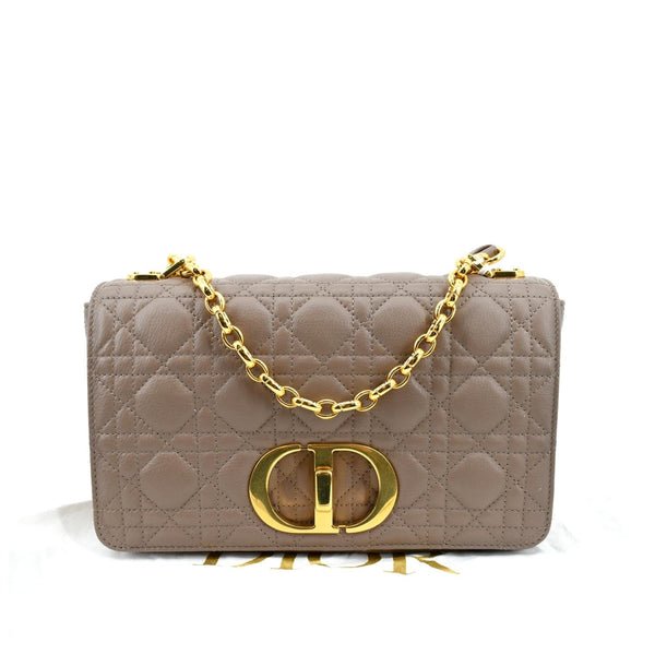 CHRISTIAN DIOR Caro Iridescent Leather Shoulder Bag Metallic Pink