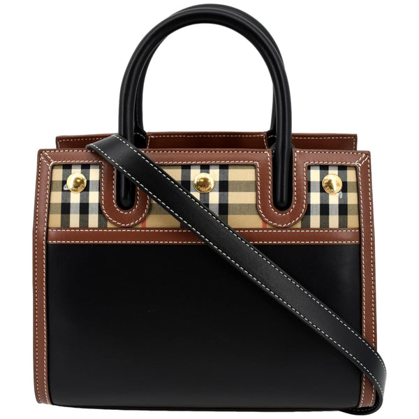 BURBERRY Mini Title Vintage Canvas Leather Two Handle Shoulder Bag Black