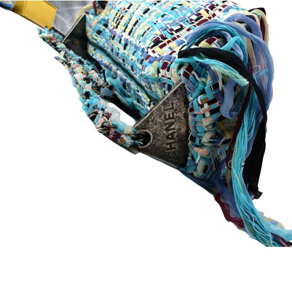 CHANEL Coco Cuba Hammock Tweed Woven Hobo Bag Turquoise
