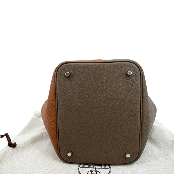 HERMES Picotin Lock 22 Taurillon Clemence Leather Satchel Bag Bicolor