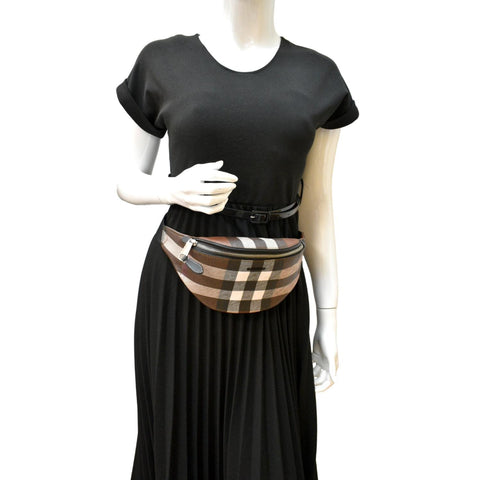 Burberry Mini Cason Check Bum Bag Dark Birch in Brown - Full View