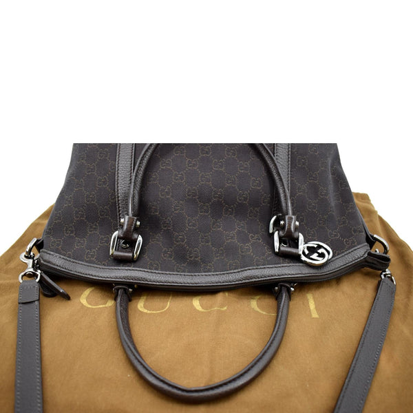 GUCCI Medium Top Handle GG Canvas Tote Shoulder Bag Brown 341503