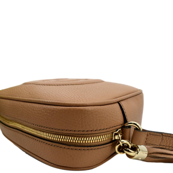 GUCCI Soho Disco Pebbled Leather Small Crossbody Bag Rose Beige 308364