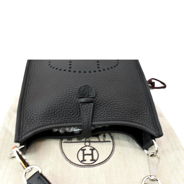 HERMES Evelyne Amazone TPM III Clemence Leather Crossbody Bag Black