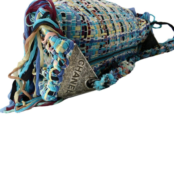 CHANEL Coco Cuba Hammock Tweed Woven Hobo Bag Turquoise