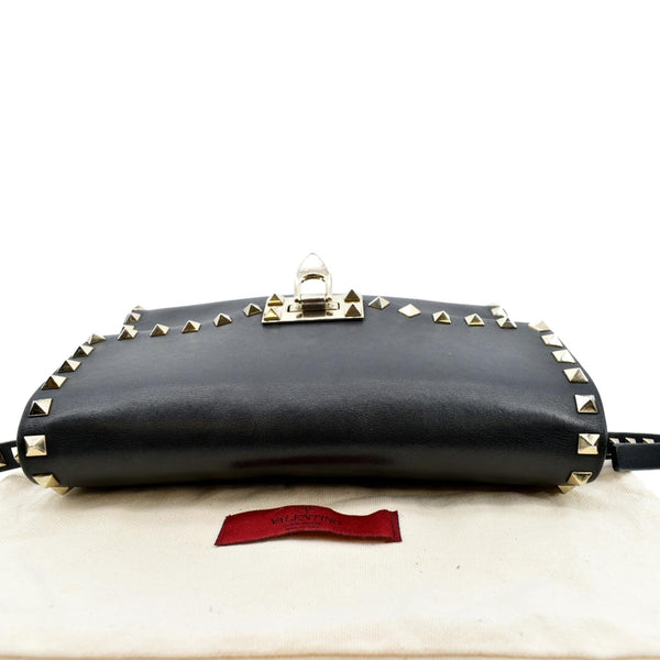 VALENTINO Rockstud Grainy Calfskin Leather Crossbody Bag Black