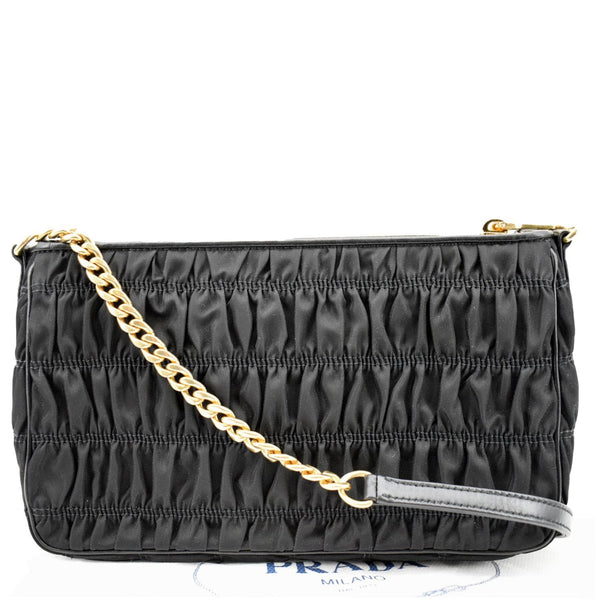 Prada Tessuto Gaufre Nylon Shoulder Bag in Black Color - Back