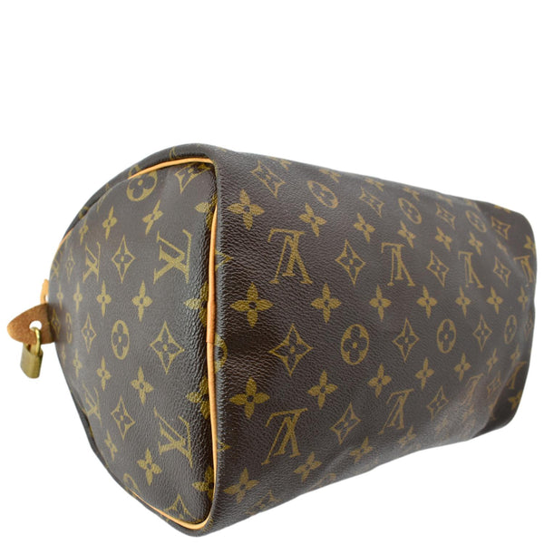 LOUIS VUITTON Speedy 30 Monogram Canvas Satchel Bag Brown