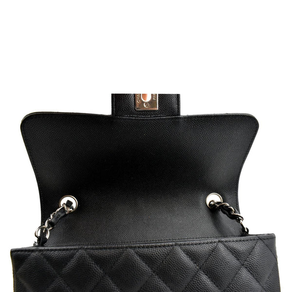 CHANEL Mini CC Flap Leather Shoulder Bag Black