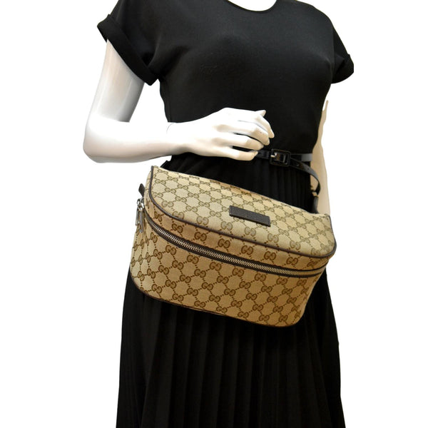 Gucci Waist Pouch GG Canvas Belt Bag in Beige Color - Full View