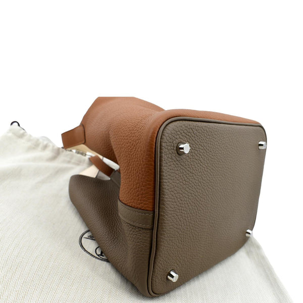 HERMES Picotin Lock 22 Taurillon Clemence Leather Satchel Bag Bicolor