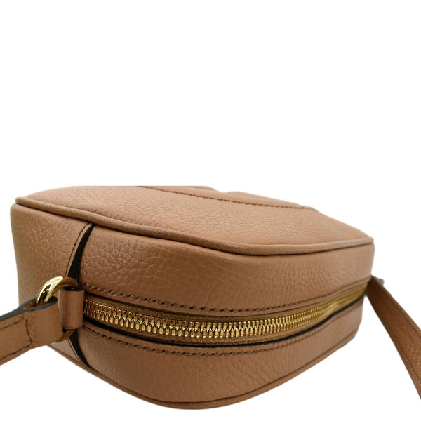 GUCCI Soho Disco Pebbled Leather Small Crossbody Bag Rose Beige 308364