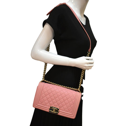 Chanel Medium Boy Flap Caviar Leather Crossbody Bag - Full View