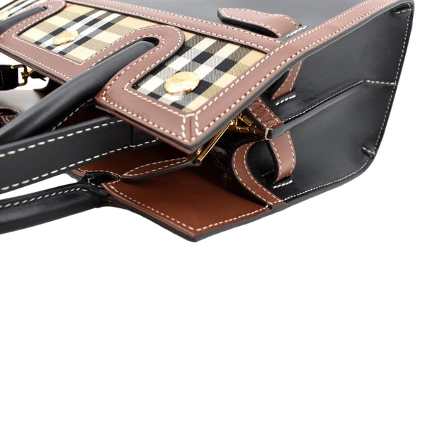 BURBERRY Mini Title Vintage Canvas Leather Two Handle Shoulder Bag Black