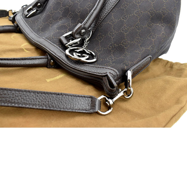 GUCCI Medium Top Handle GG Canvas Tote Shoulder Bag Brown 341503