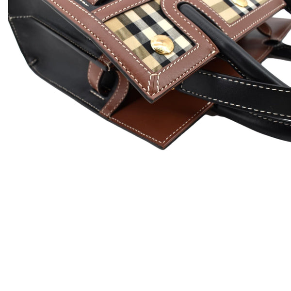 BURBERRY Mini Title Vintage Canvas Leather Two Handle Shoulder Bag Black