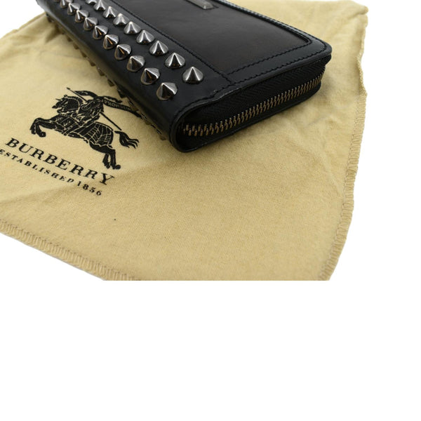 BURBERRY Studded Leather Zip Around Wallet Black