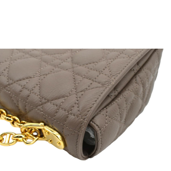 CHRISTIAN DIOR Caro Iridescent Leather Shoulder Bag Metallic Pink