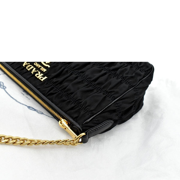 Prada Tessuto Gaufre Nylon Shoulder Bag in Black Color - Top Left
