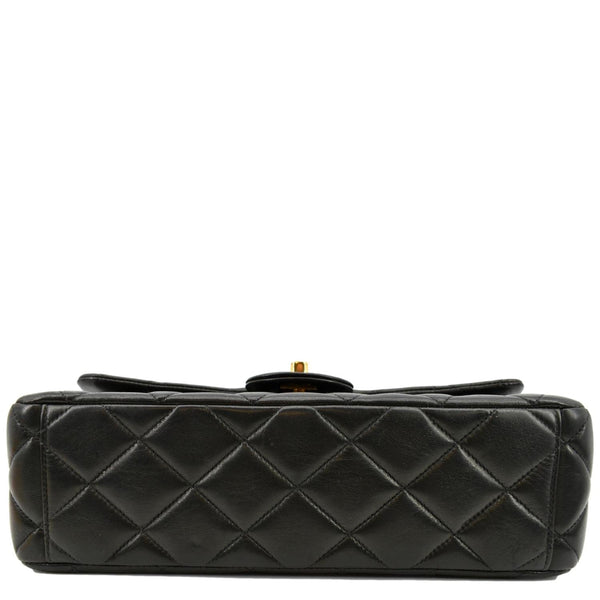 Chanel Vintage Flap Quilted Leather Shoulder Bag Black - Bottom