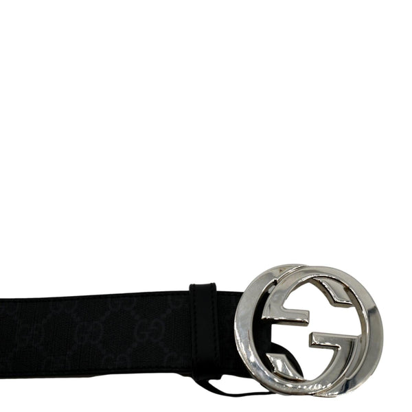 GUCCI Interlocking G Buckle GG Supreme Canvas Belt Black 411924