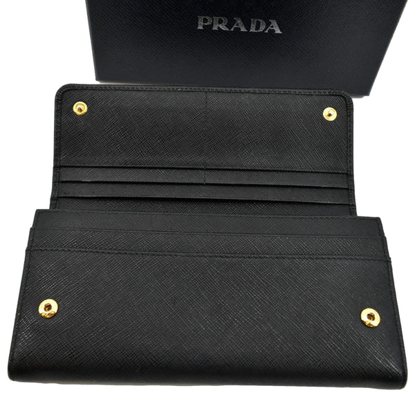 PRADA Bow Saffiano Leather Wallet Black