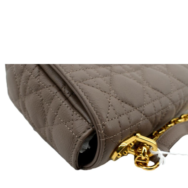 CHRISTIAN DIOR Caro Iridescent Leather Shoulder Bag Metallic Pink