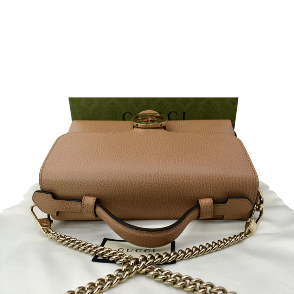GUCCI GG Interlocking Leather Chain Shoulder Bag Brown 510302