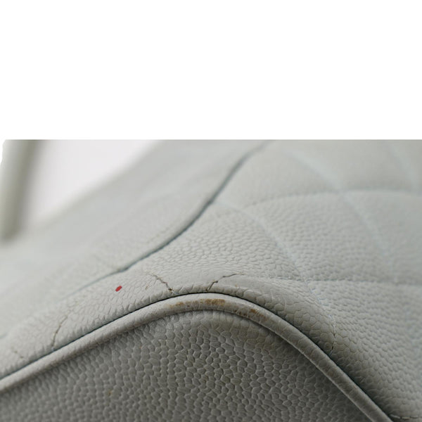 Chanel Medallion Quilted Caviar Leather Tote Bag White - Damaged