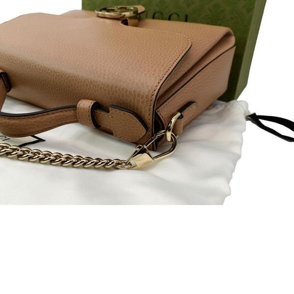 GUCCI GG Interlocking Leather Chain Shoulder Bag Brown 510302