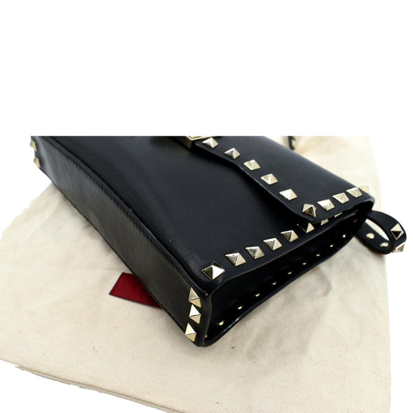 VALENTINO Rockstud Grainy Calfskin Leather Crossbody Bag Black