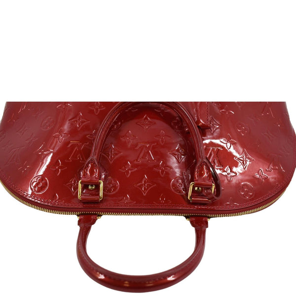 LOUIS VUITTON Alma GM Monogram Vernis Leather Satchel Bag Red