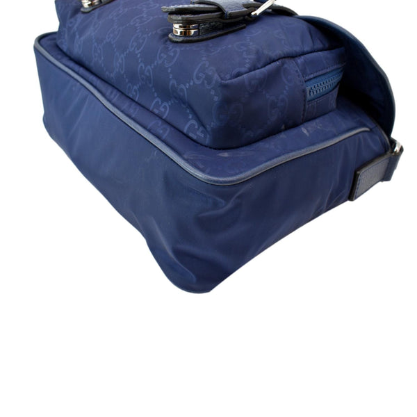 GUCCI Flap Double Buckle GG Monogram Nylon Messenger Bag Blue 510335