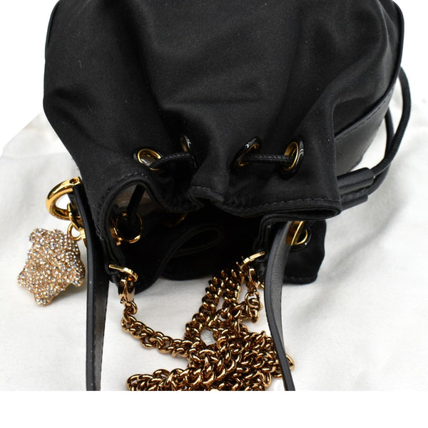 VERSACE La Medusa Charm Bucket Shoulder Bag Black