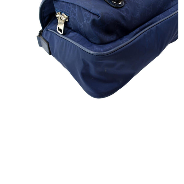 GUCCI Flap Double Buckle GG Monogram Nylon Messenger Bag Blue 510335