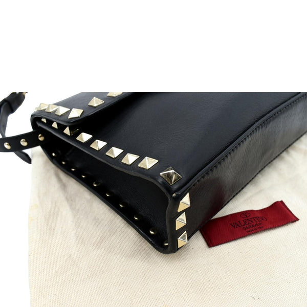 VALENTINO Rockstud Grainy Calfskin Leather Crossbody Bag Black