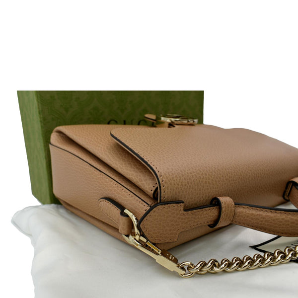 GUCCI GG Interlocking Leather Chain Shoulder Bag Brown 510302