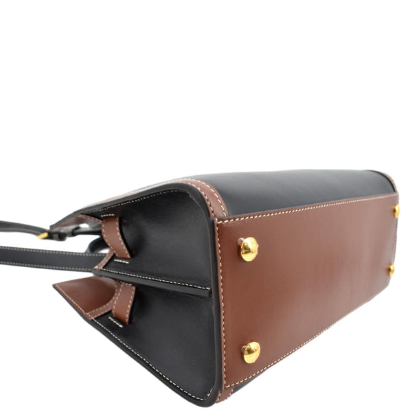 BURBERRY Mini Title Vintage Canvas Leather Two Handle Shoulder Bag Black