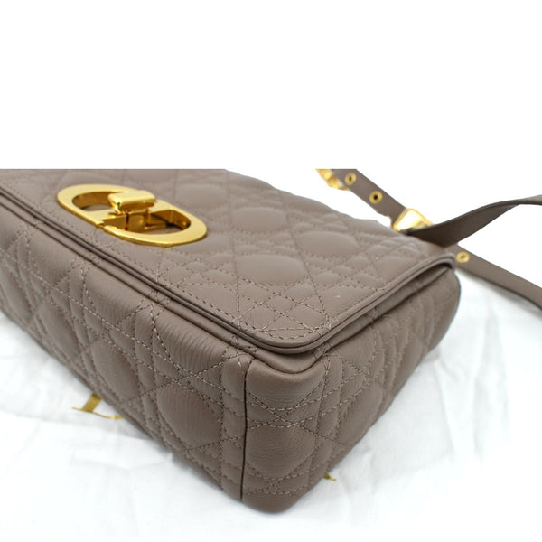 CHRISTIAN DIOR Caro Iridescent Leather Shoulder Bag Metallic Pink