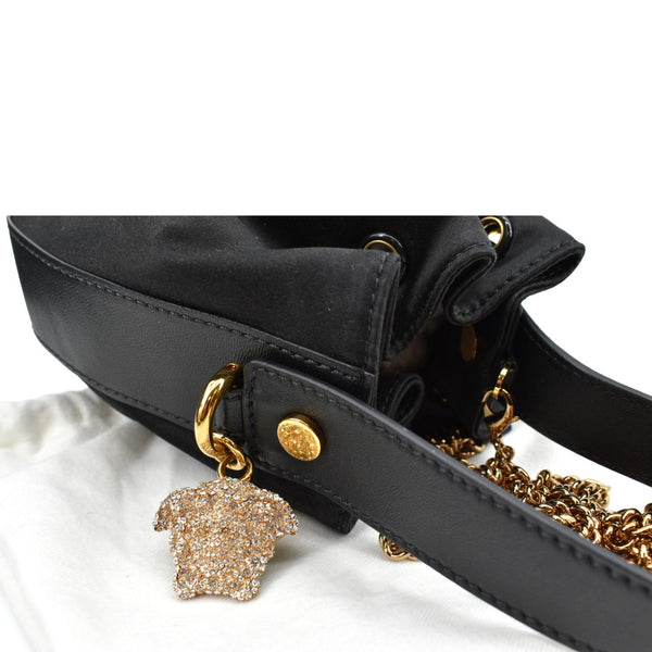 VERSACE La Medusa Charm Bucket Shoulder Bag Black