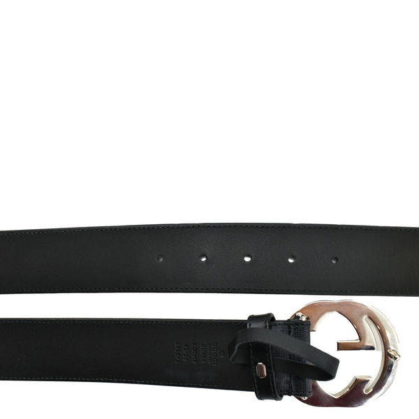 GUCCI Interlocking G Buckle GG Supreme Canvas Belt Black 411924